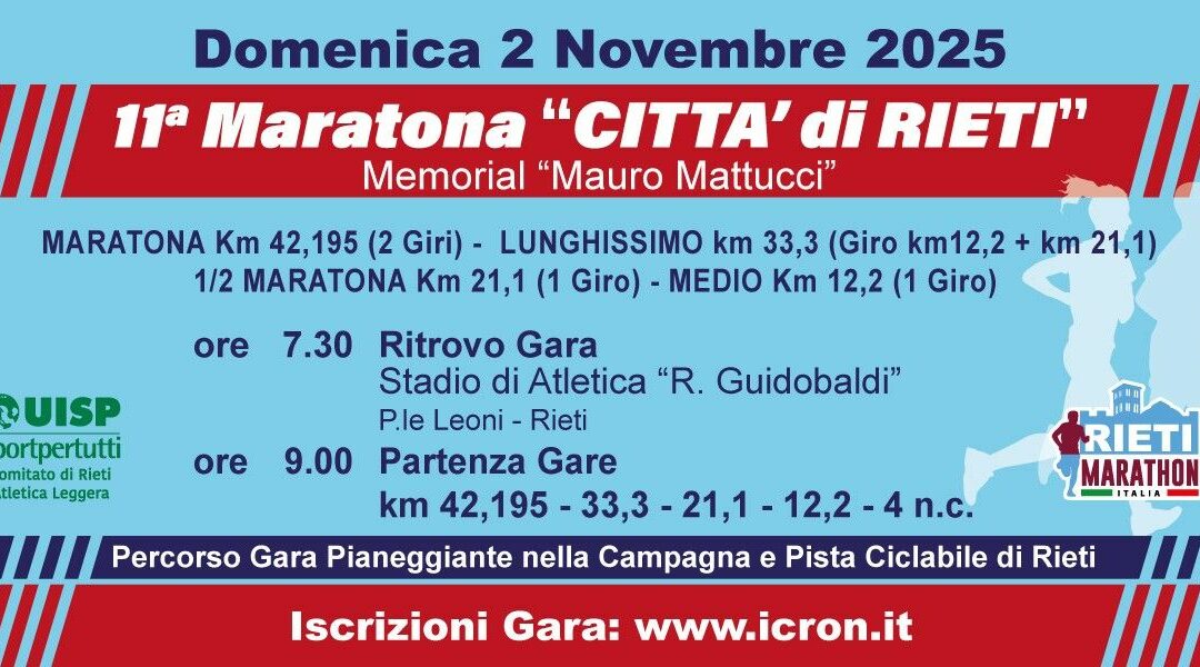 Maratona città di Rieti – Rieti 2 novembre 2025