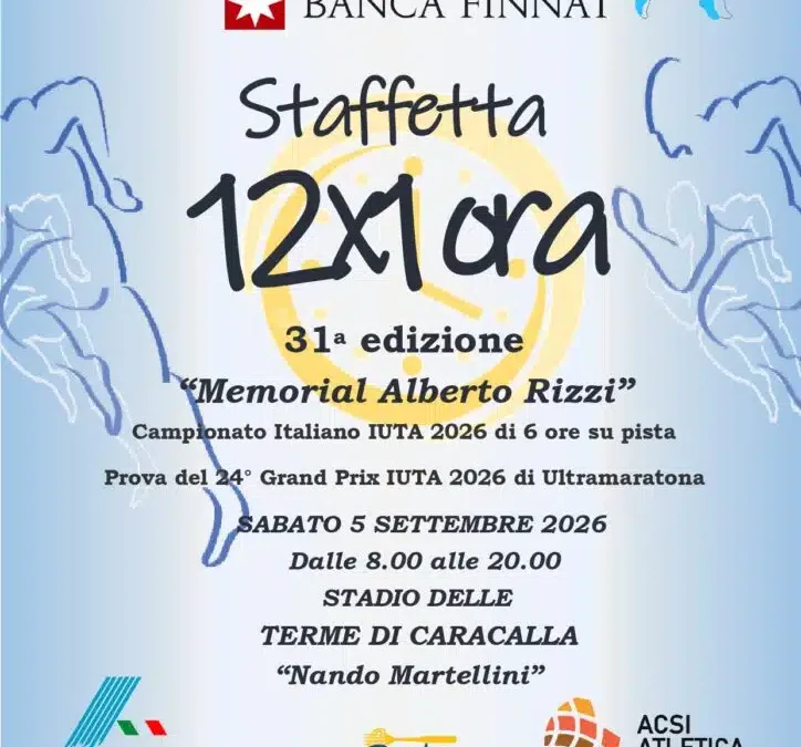 Staffetta 12 x un’ora – Roma 5 settembre 2026
